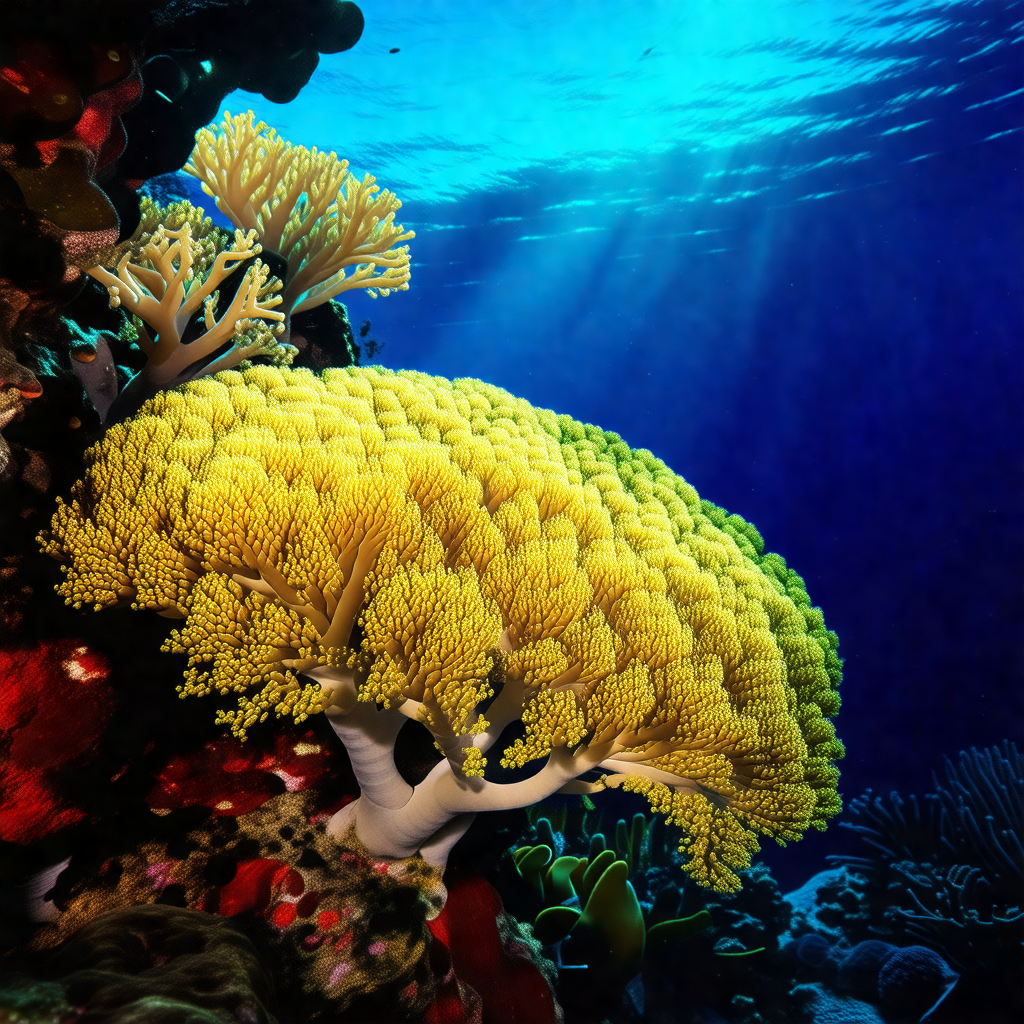 Vibrant coral reef with a variety of colorful coral and s...