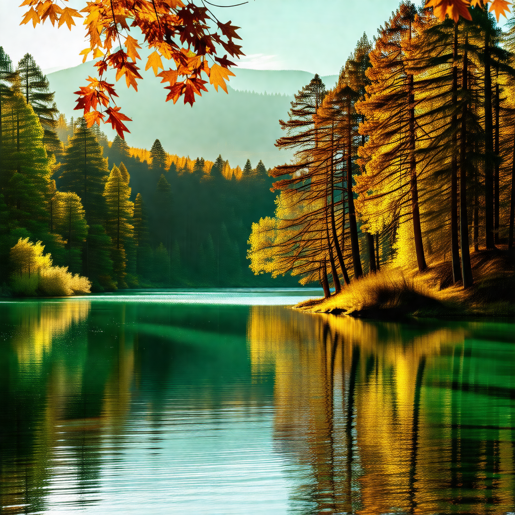 Serene scene of a lake surrounded by trees