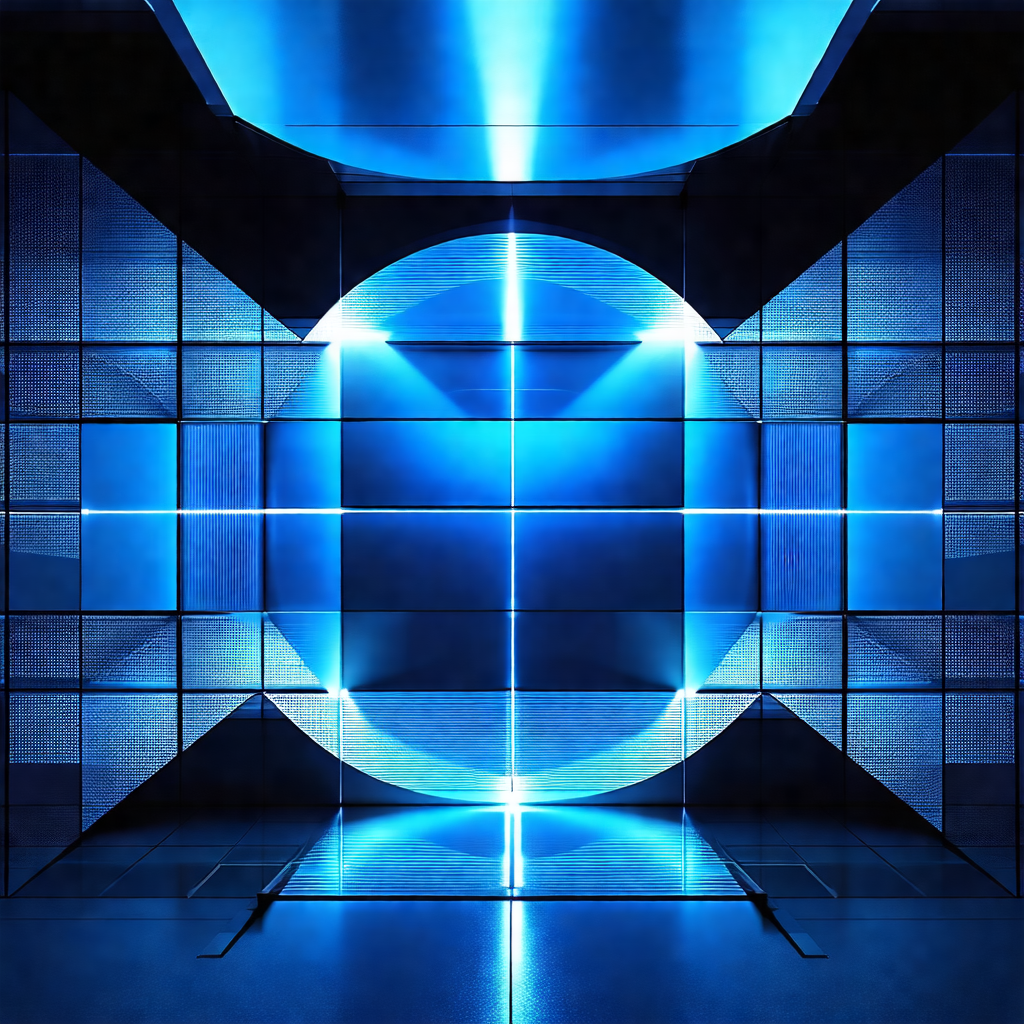 Large, blue, circular object with a bright light shining ...