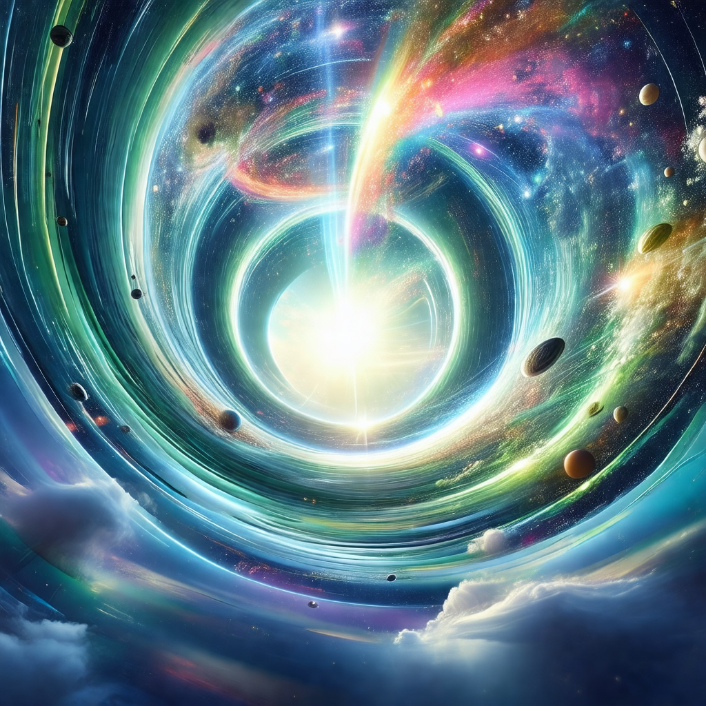 Colorful and detailed illustration of a spiral galaxy