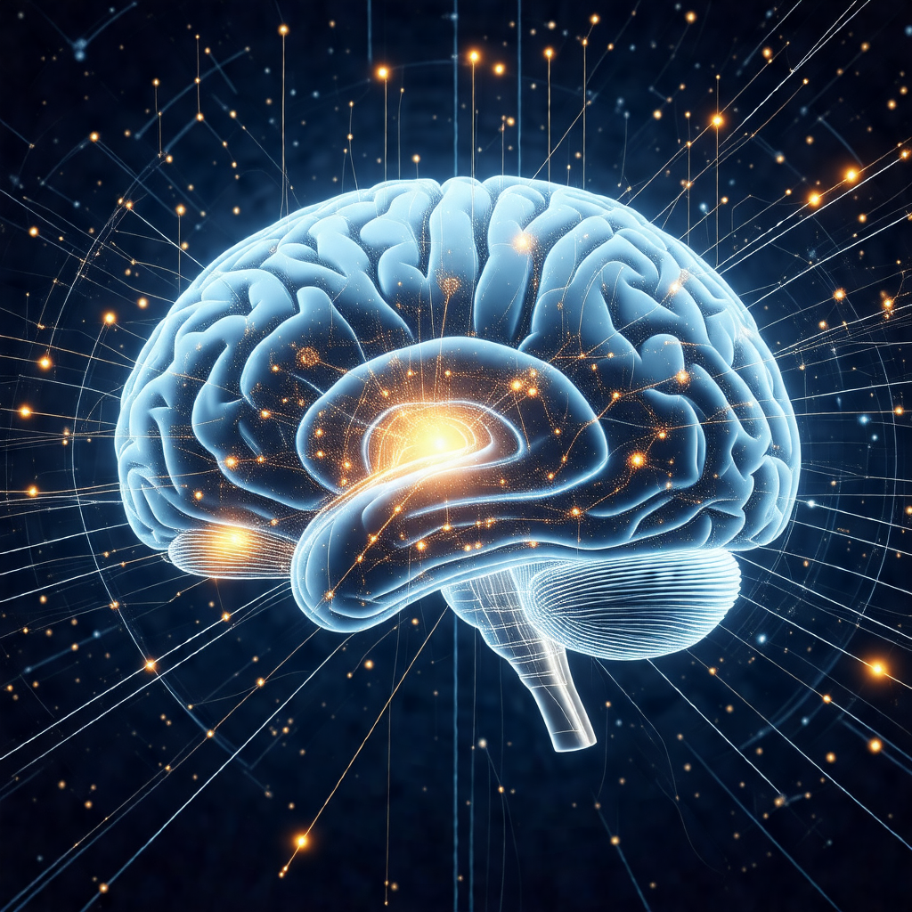 Close-up of a human brain, with a focus on the frontal lobe
