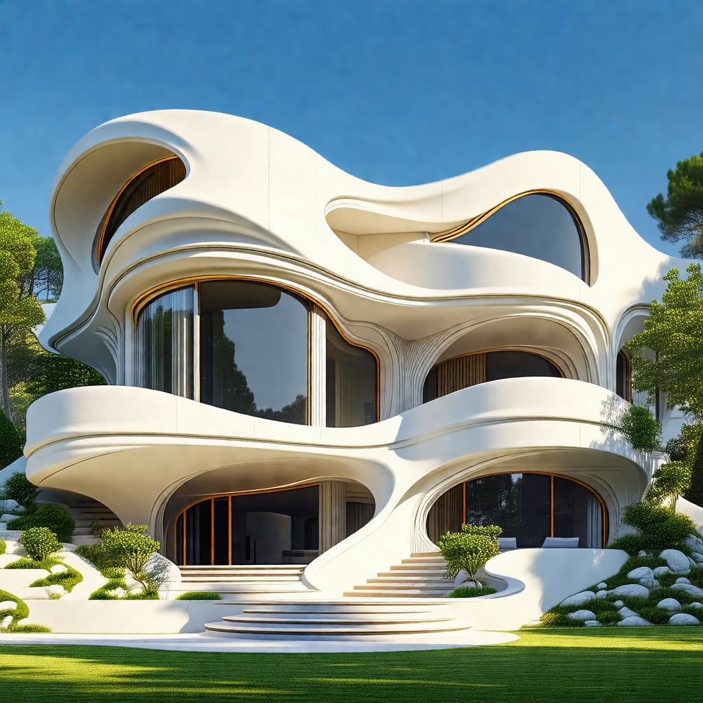 Large, modern-looking house with a unique design