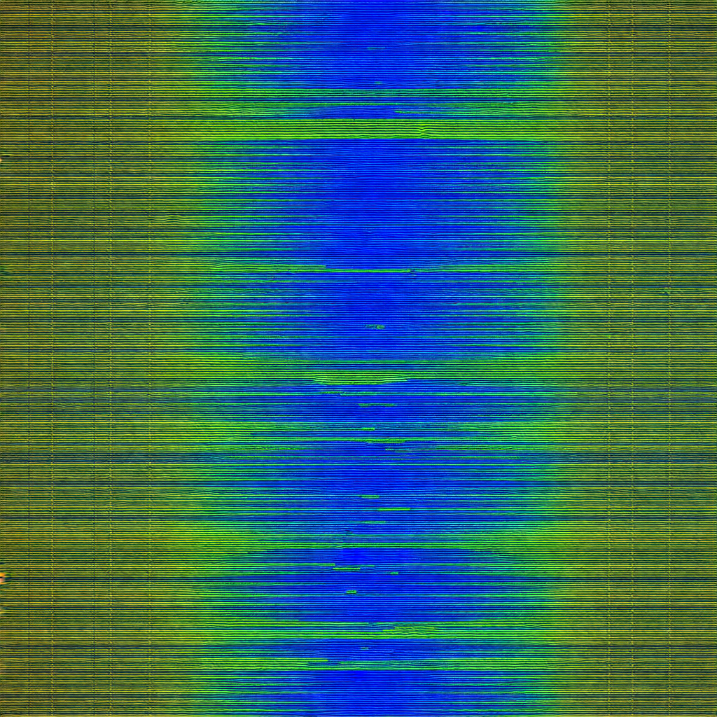Close-up of a blue and green waveform, likely representin...