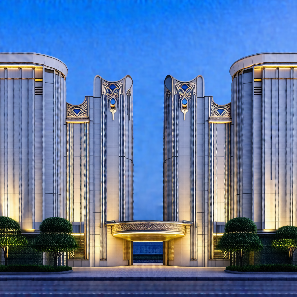Large, modern building with two towers