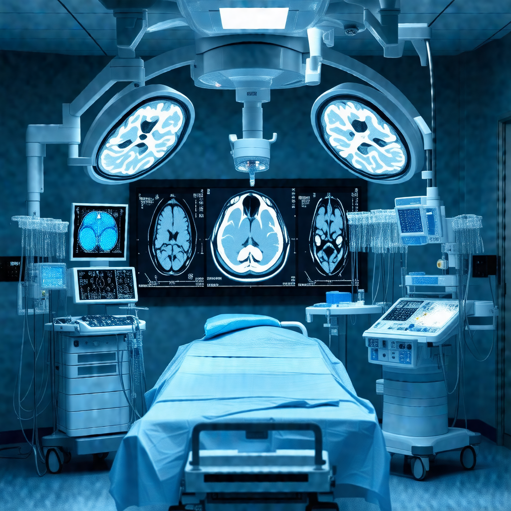 Hospital room with a patient lying on a bed