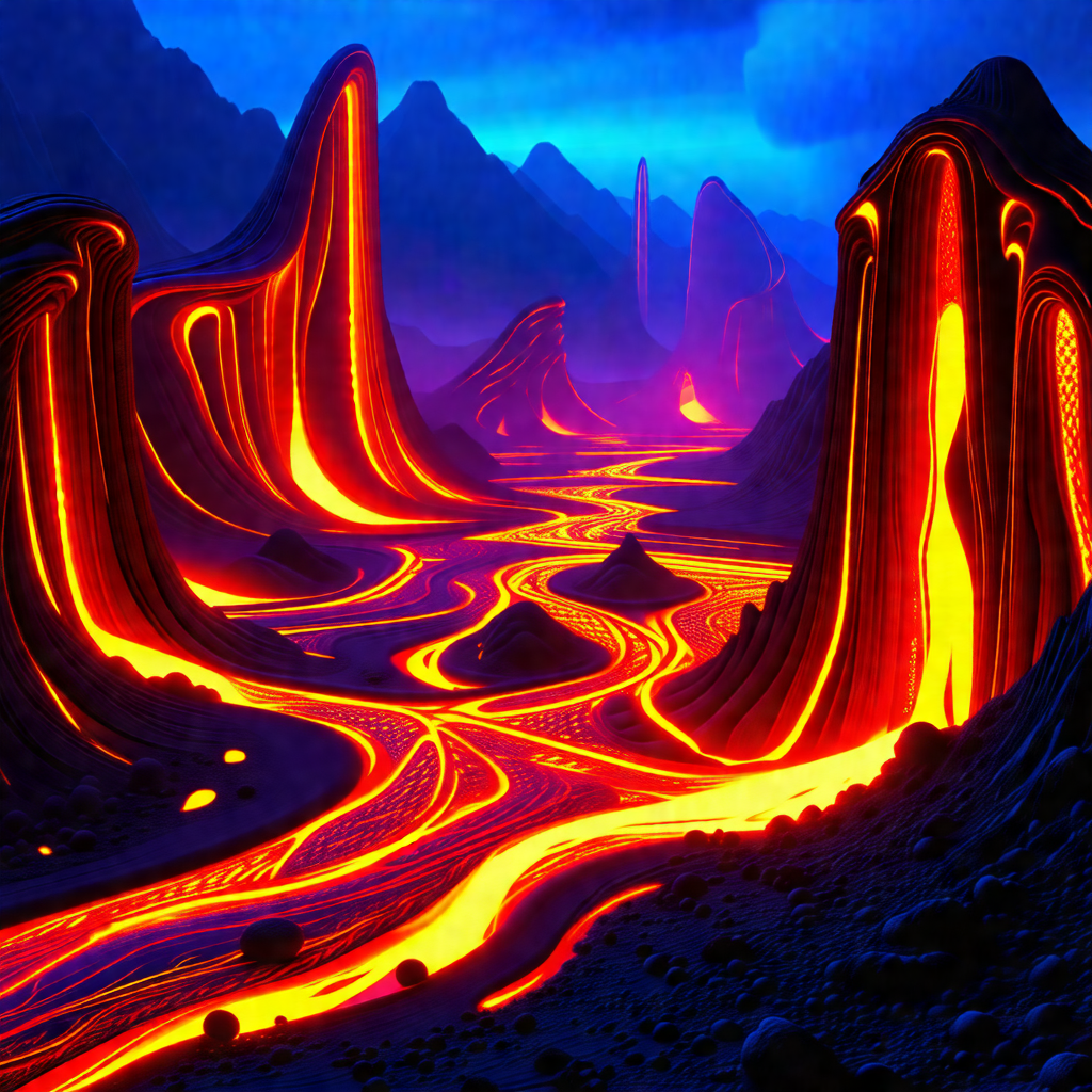Computer-generated (cgi) depiction of a red, winding road...