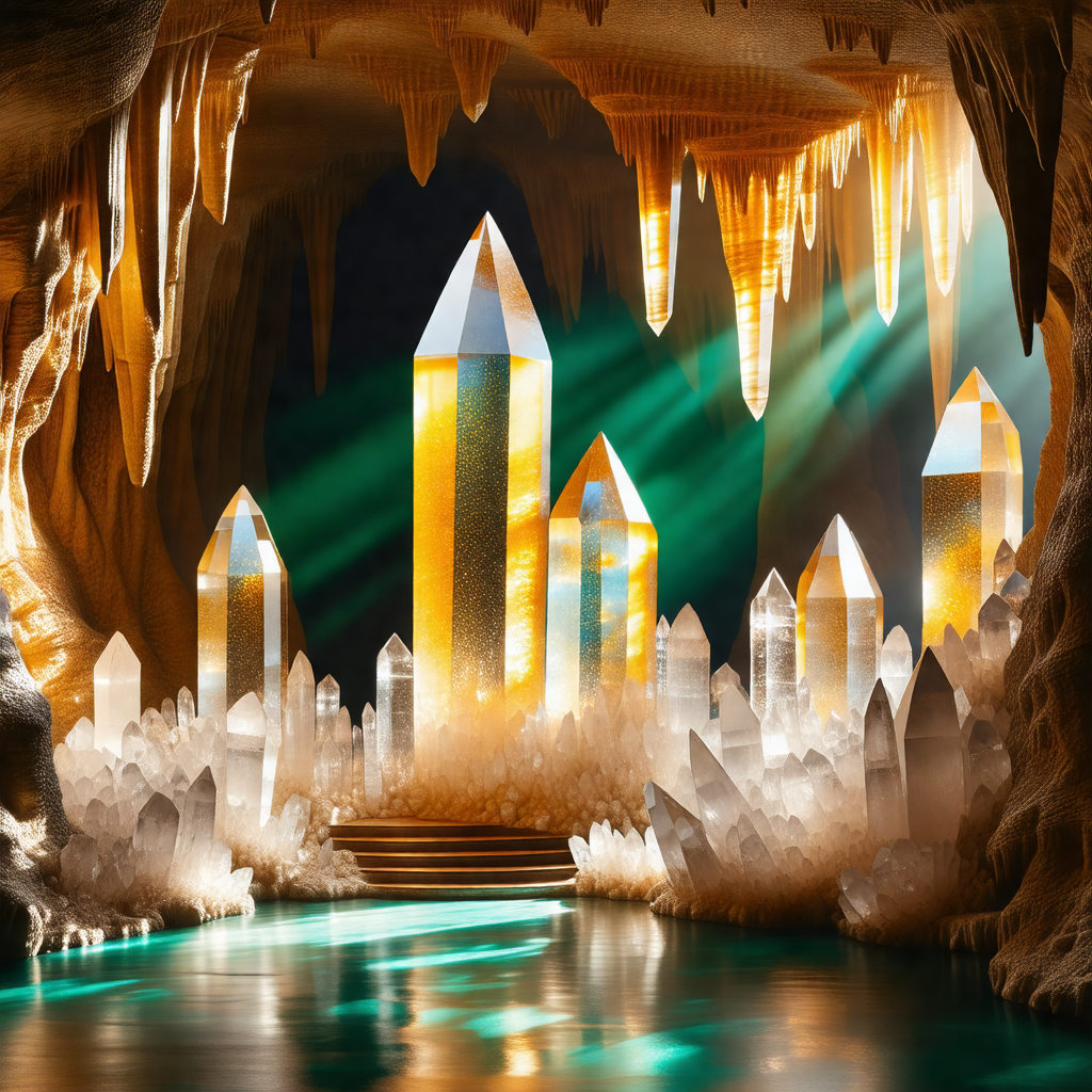 Cave with a waterfall flowing through it