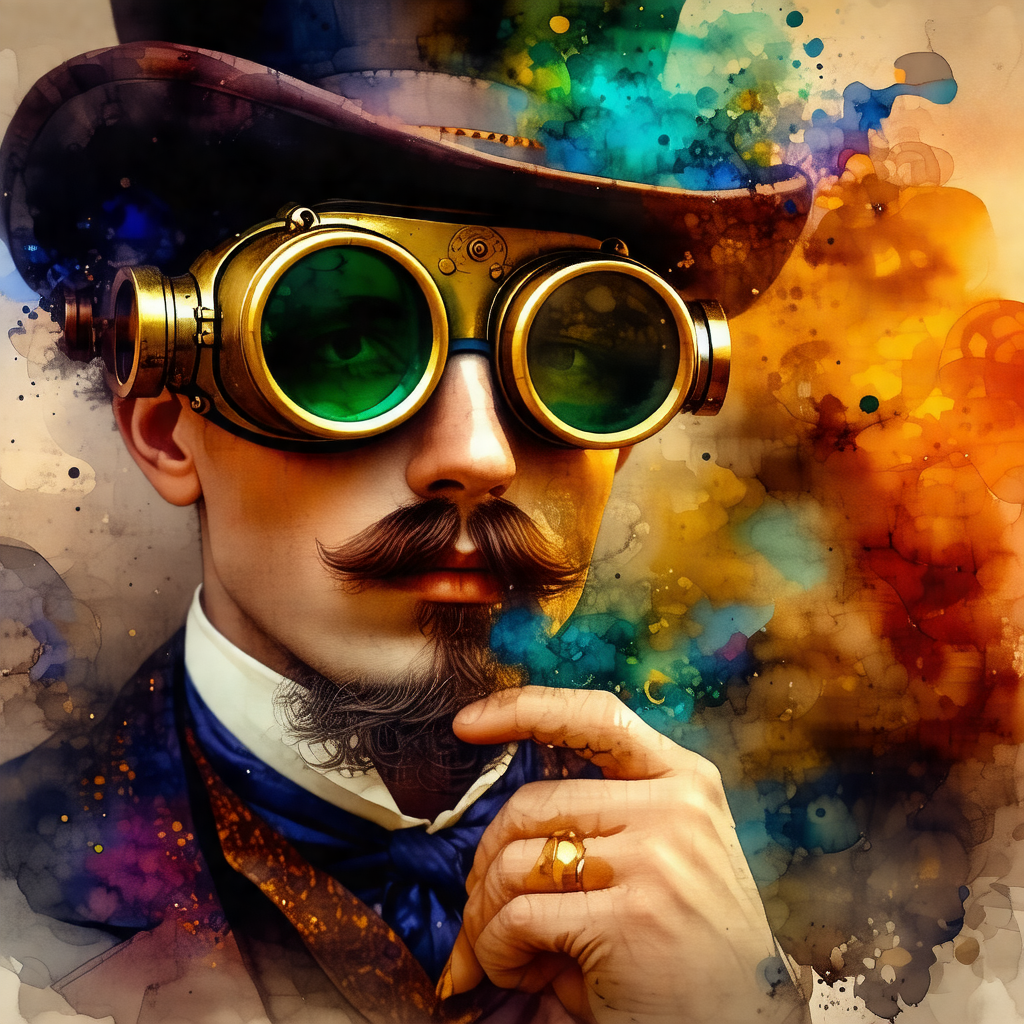 Man wearing a top hat and glasses, giving him a distincti...