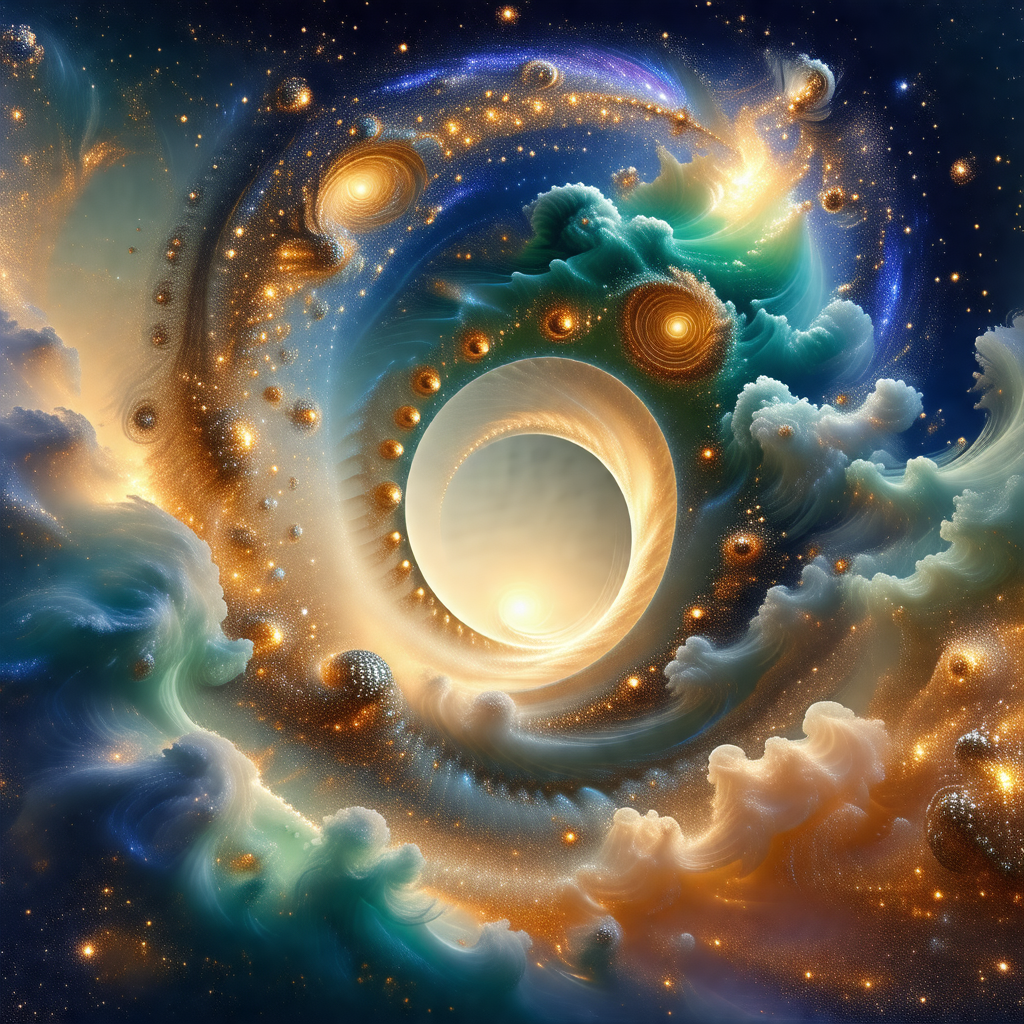 Colorful and detailed painting of a planet, possibly a re...