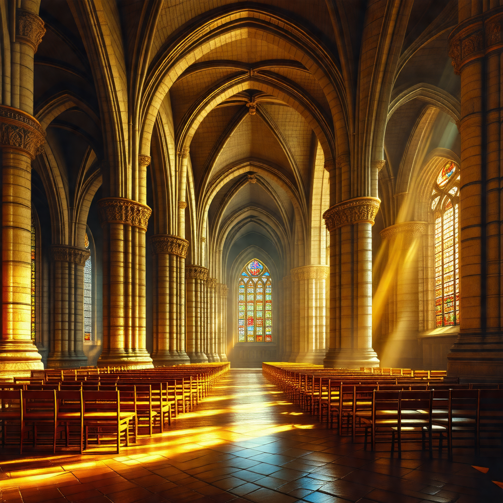 Large, ornate cathedral with a high vaulted ceiling
