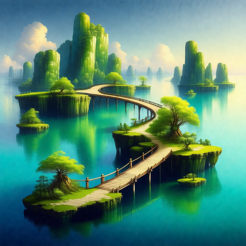 Beautiful island with a bridge connecting it to the mainland