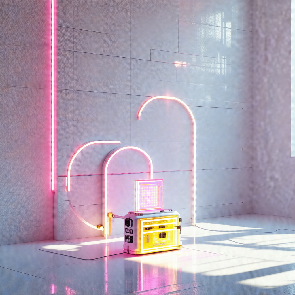 Small yellow suitcase sitting on a white tile floor