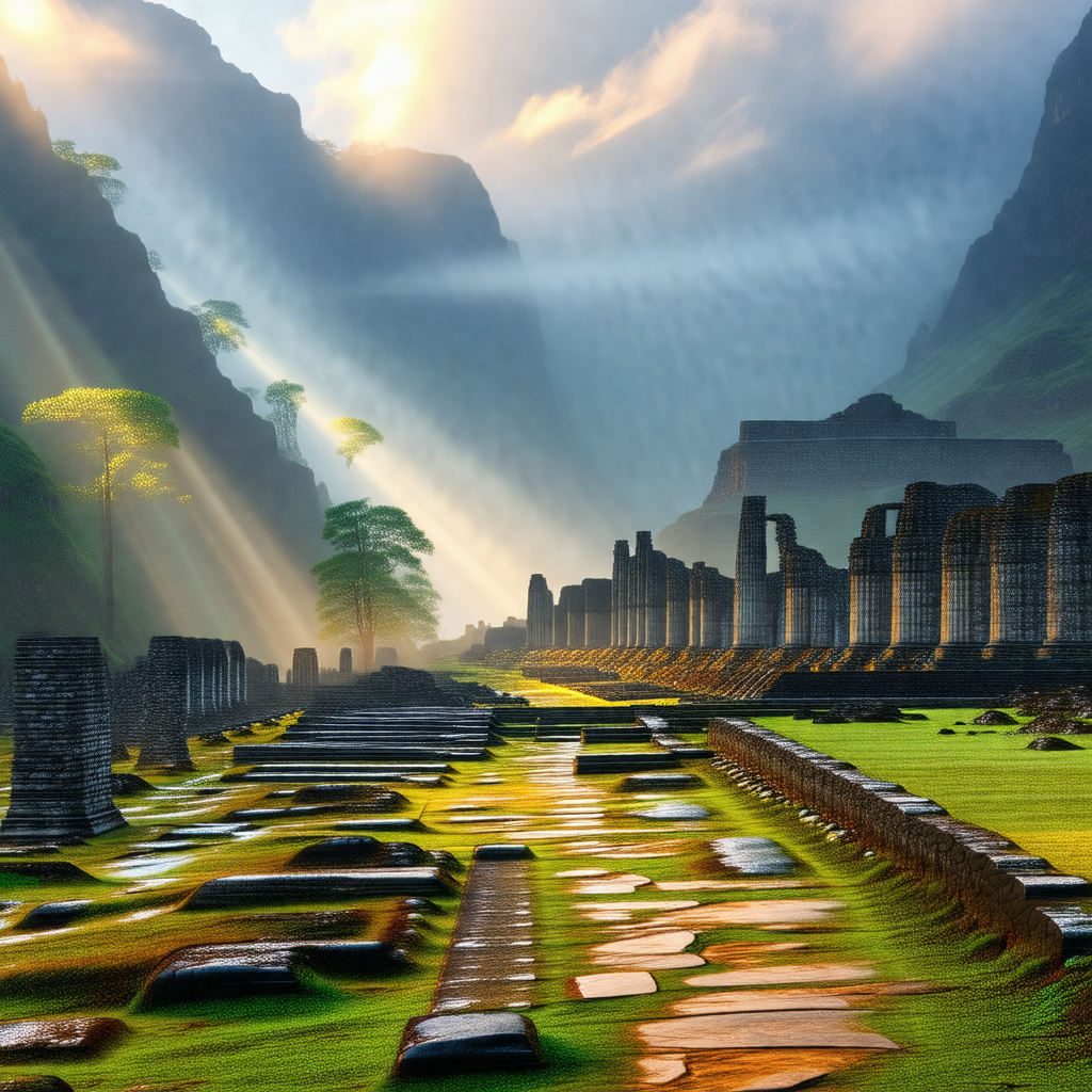 Beautiful landscape with a long, narrow pathway surrounde...