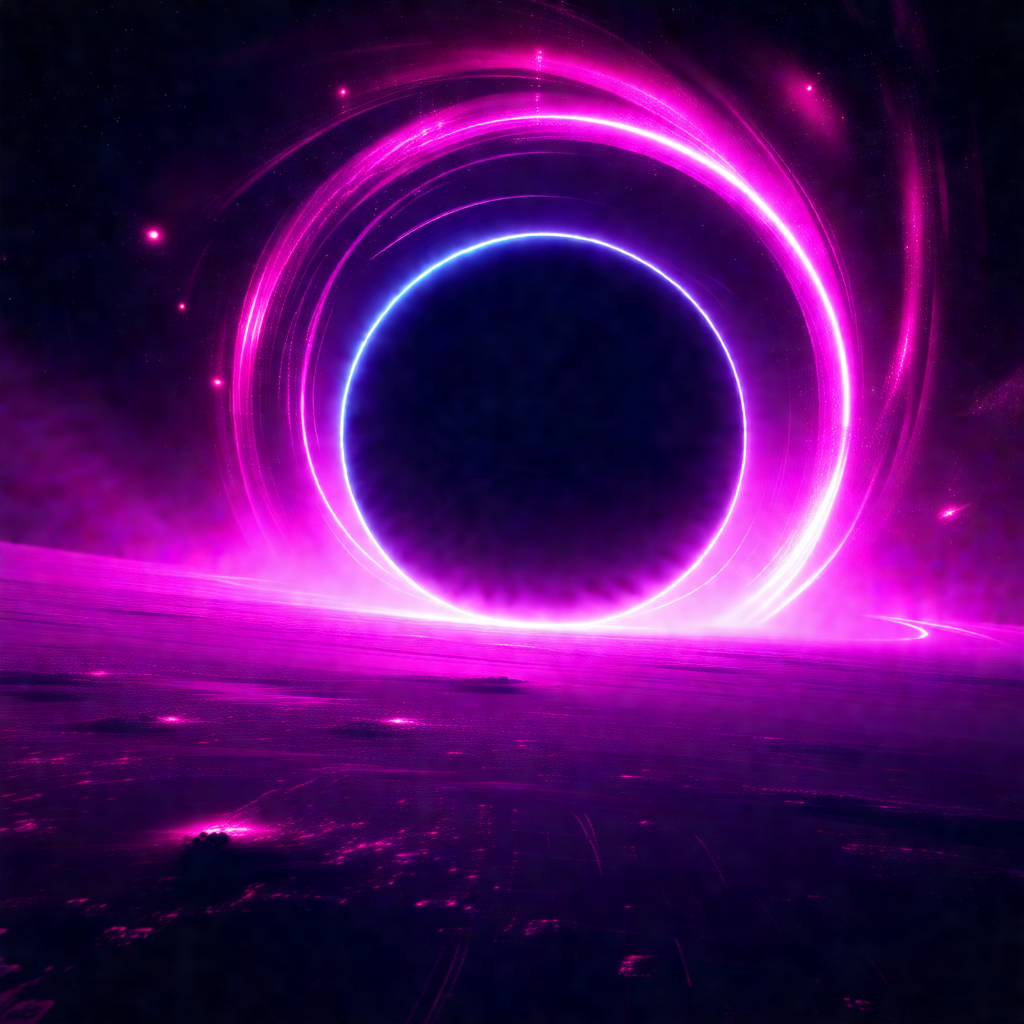Large, pink, swirling vortex in the middle of a purple ba...