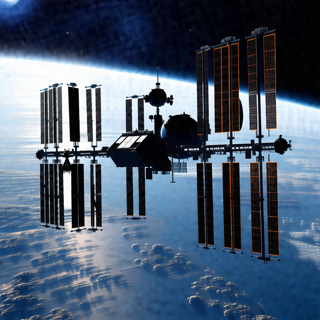 Large space station with a dome-shaped structure on top