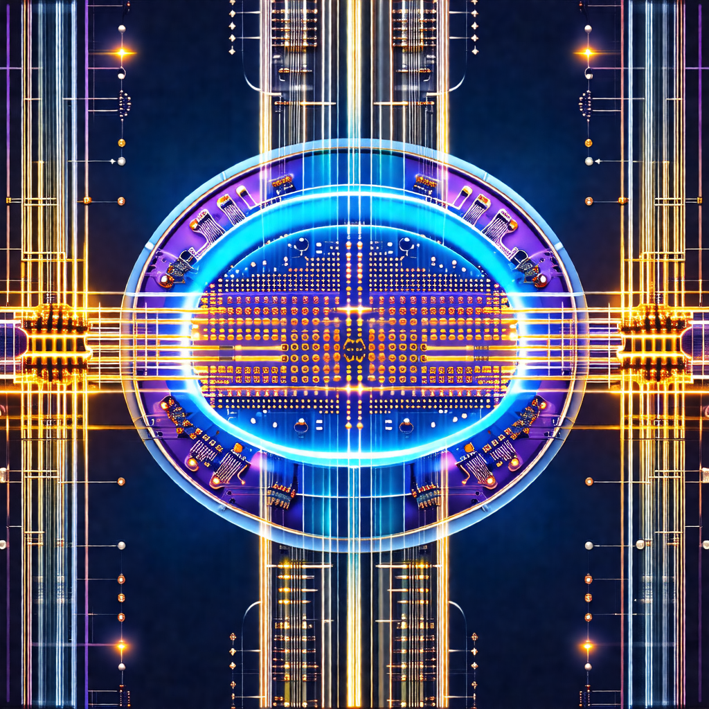 Close-up of a computer circuit board, featuring a blue ba...