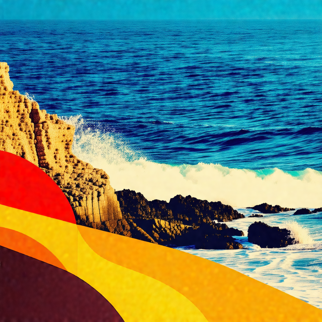 Beautiful ocean scene with a rocky cliff overlooking the ...