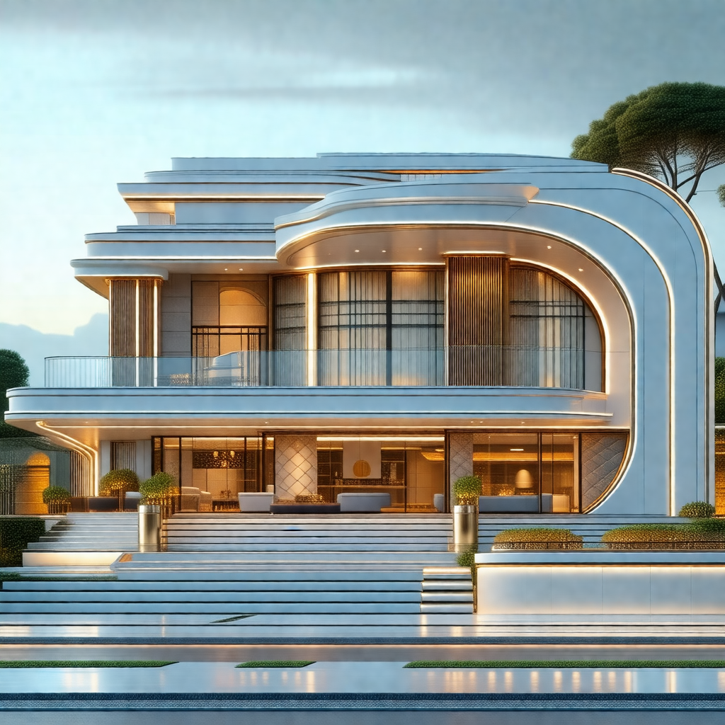Large, modern-looking house with a white exterior