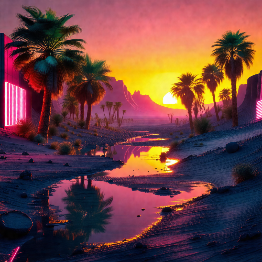 Beautiful sunset over a desert landscape