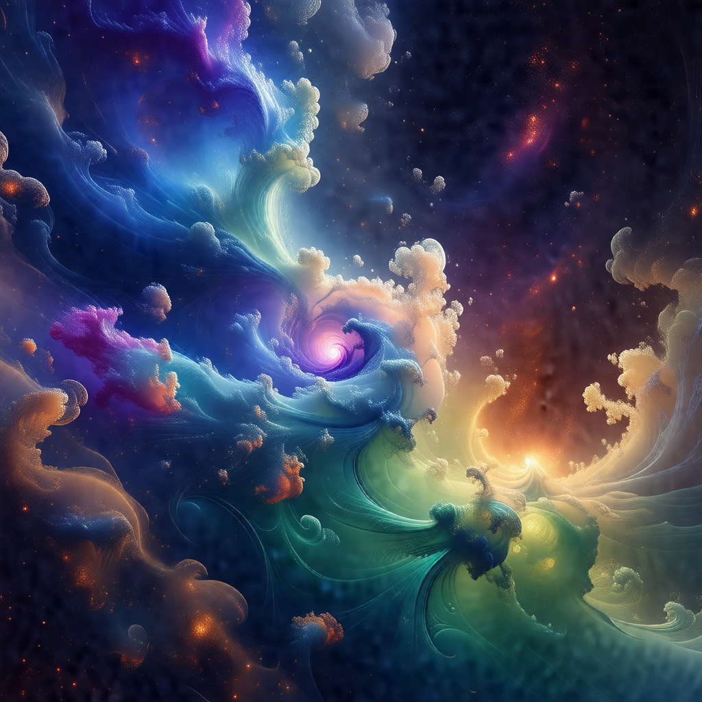Colorful and vibrant painting of a galaxy, featuring a mi...