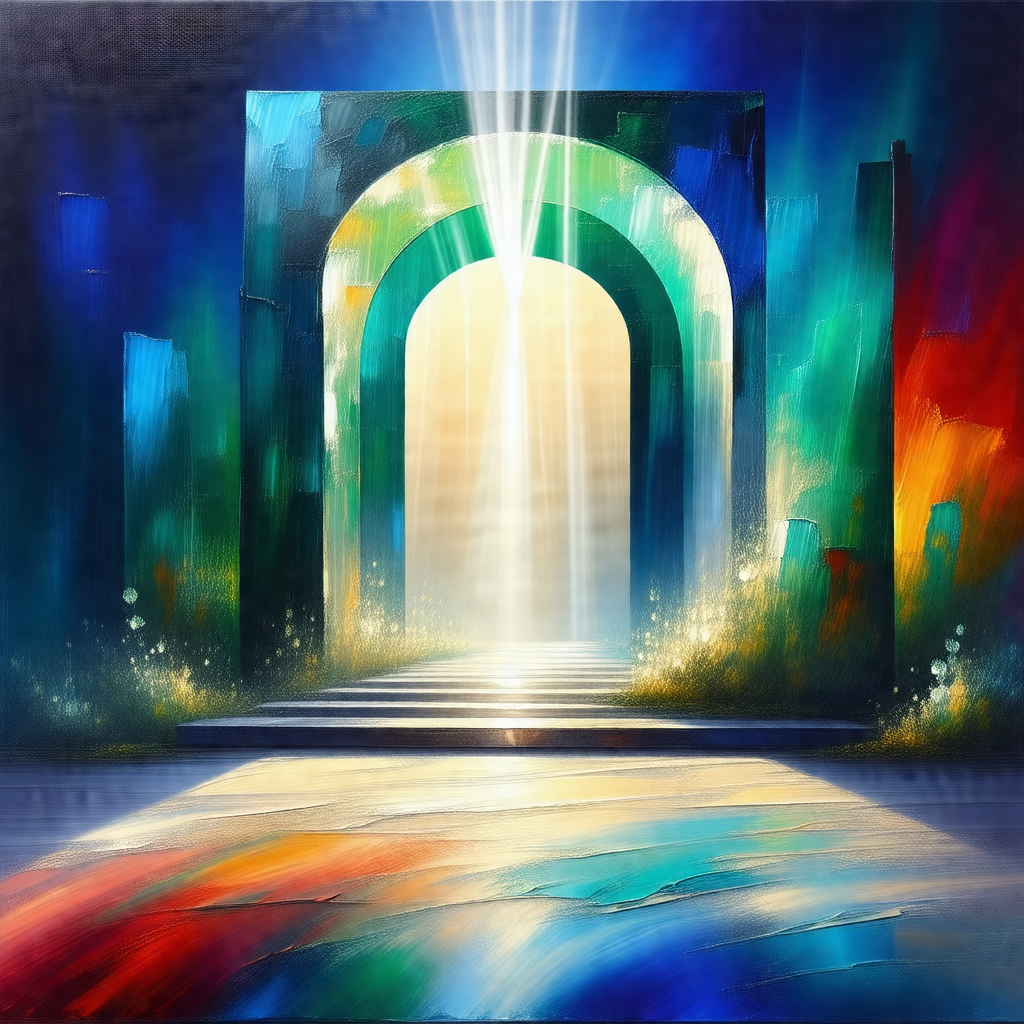 Large, open doorway with a bright light shining through it
