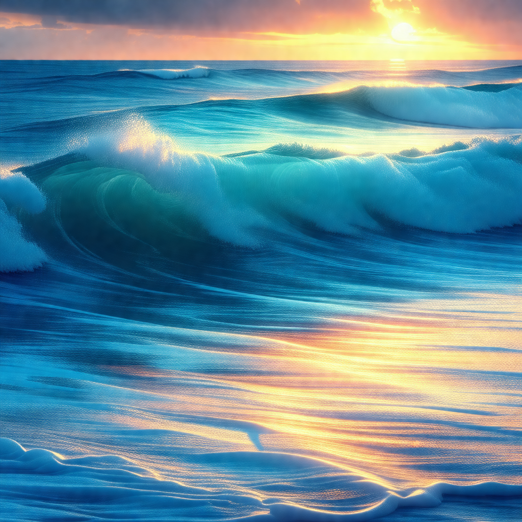 Captures a beautiful sunset over the ocean, with the sun ...