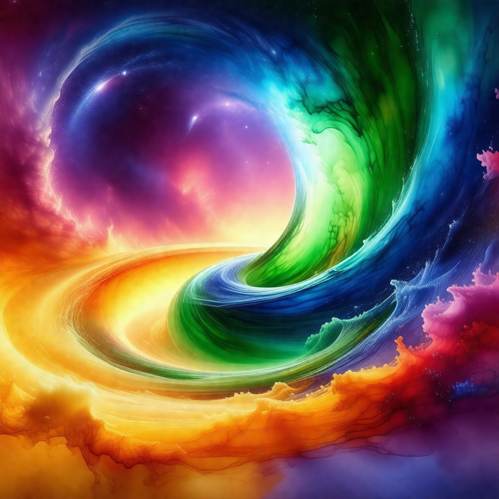Colorful and vibrant painting of a spiral, which appears ...