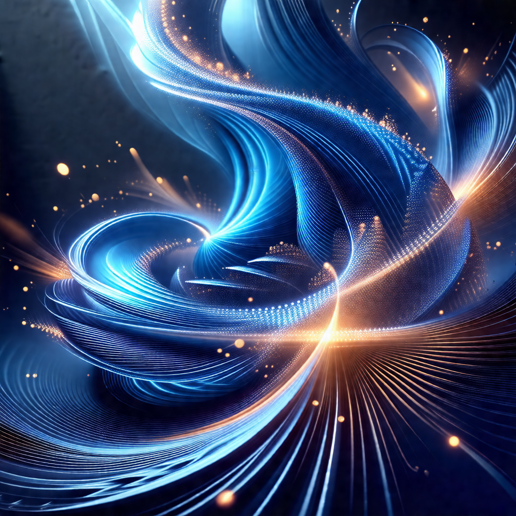 Digital artwork featuring a blue and yellow swirl