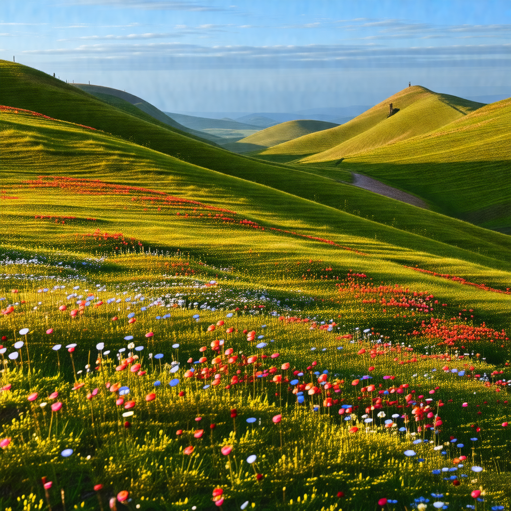 Beautiful landscape with a lush green hillside and a vall...