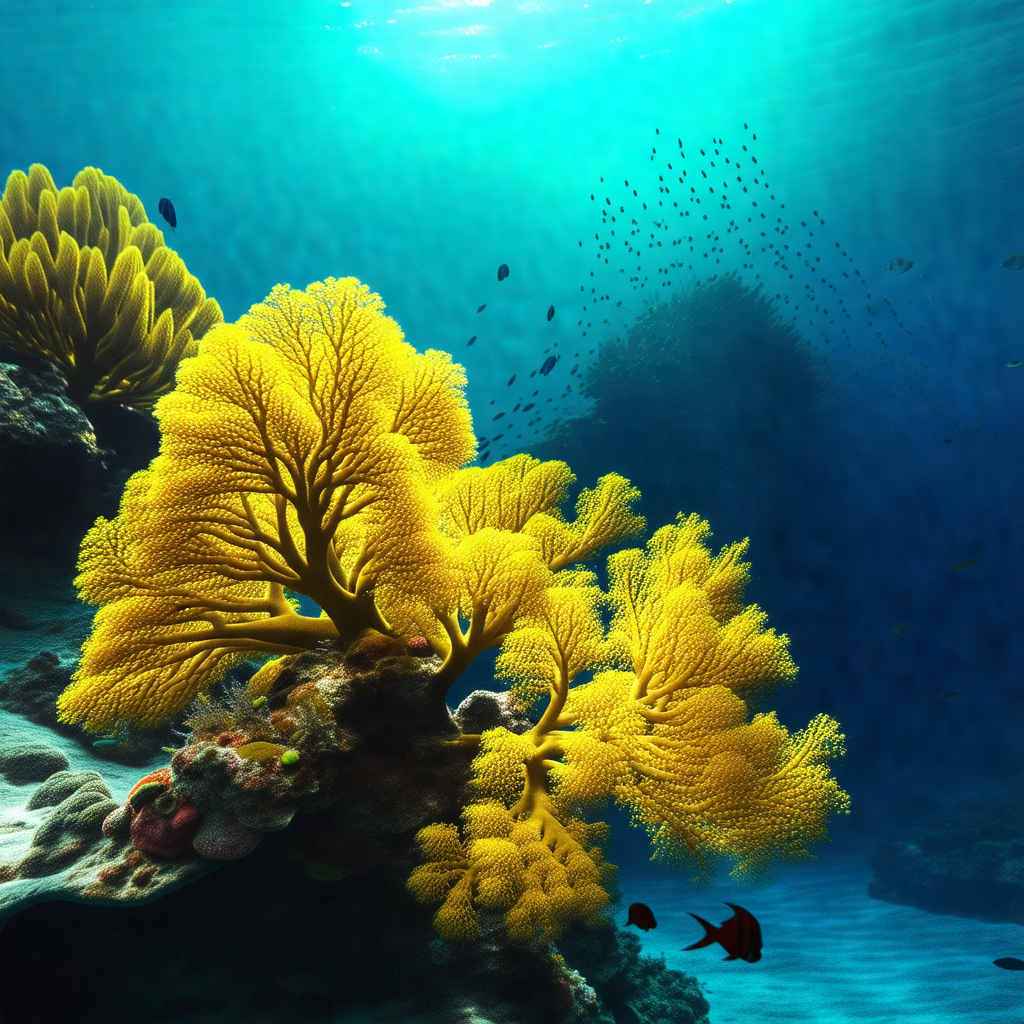 Vibrant coral reef with a variety of colorful coral and s...