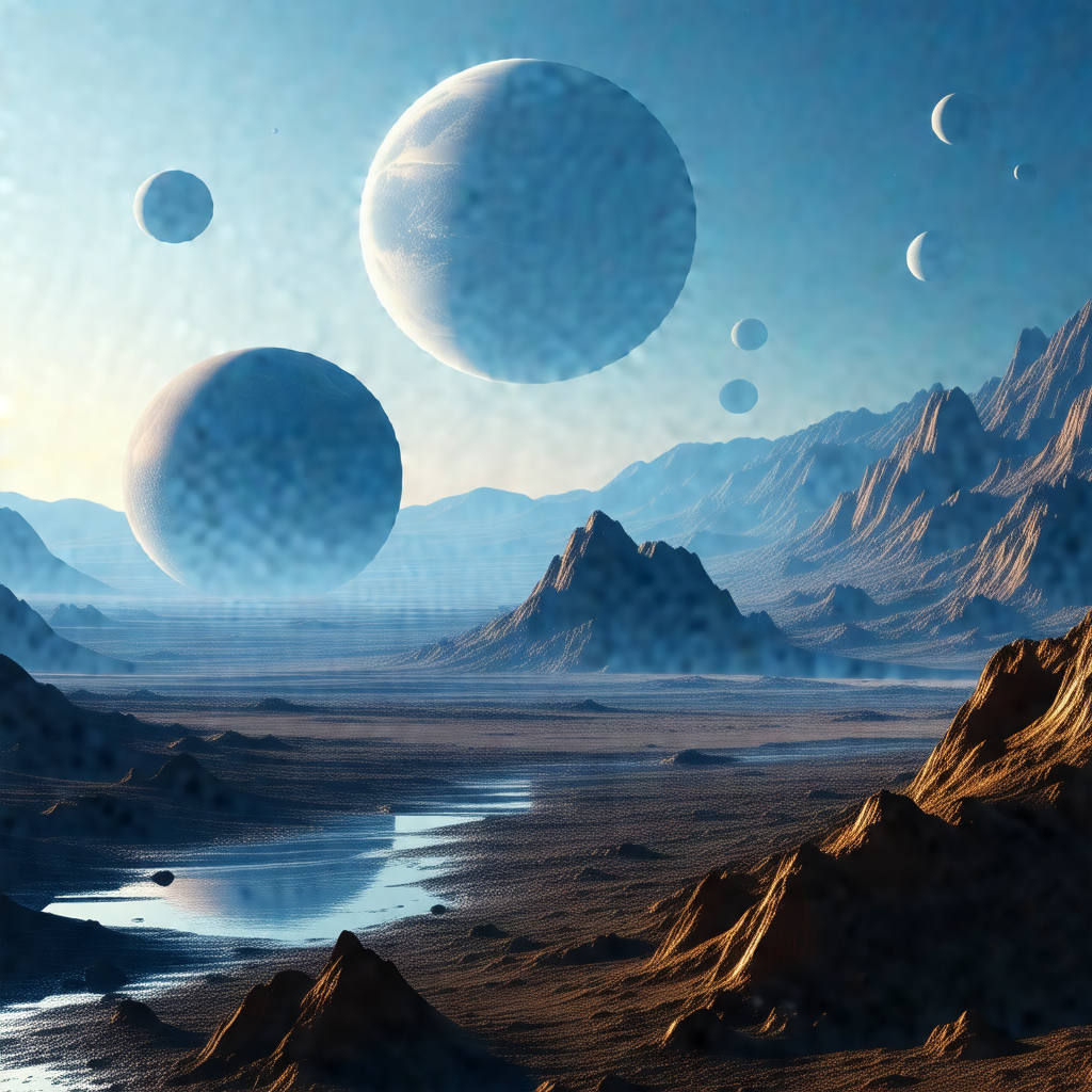 Beautiful, barren landscape with a large body of water in...