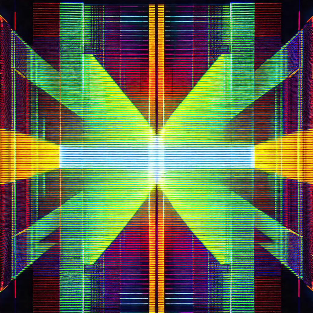 Colorful, abstract art piece featuring a large, brightly ...