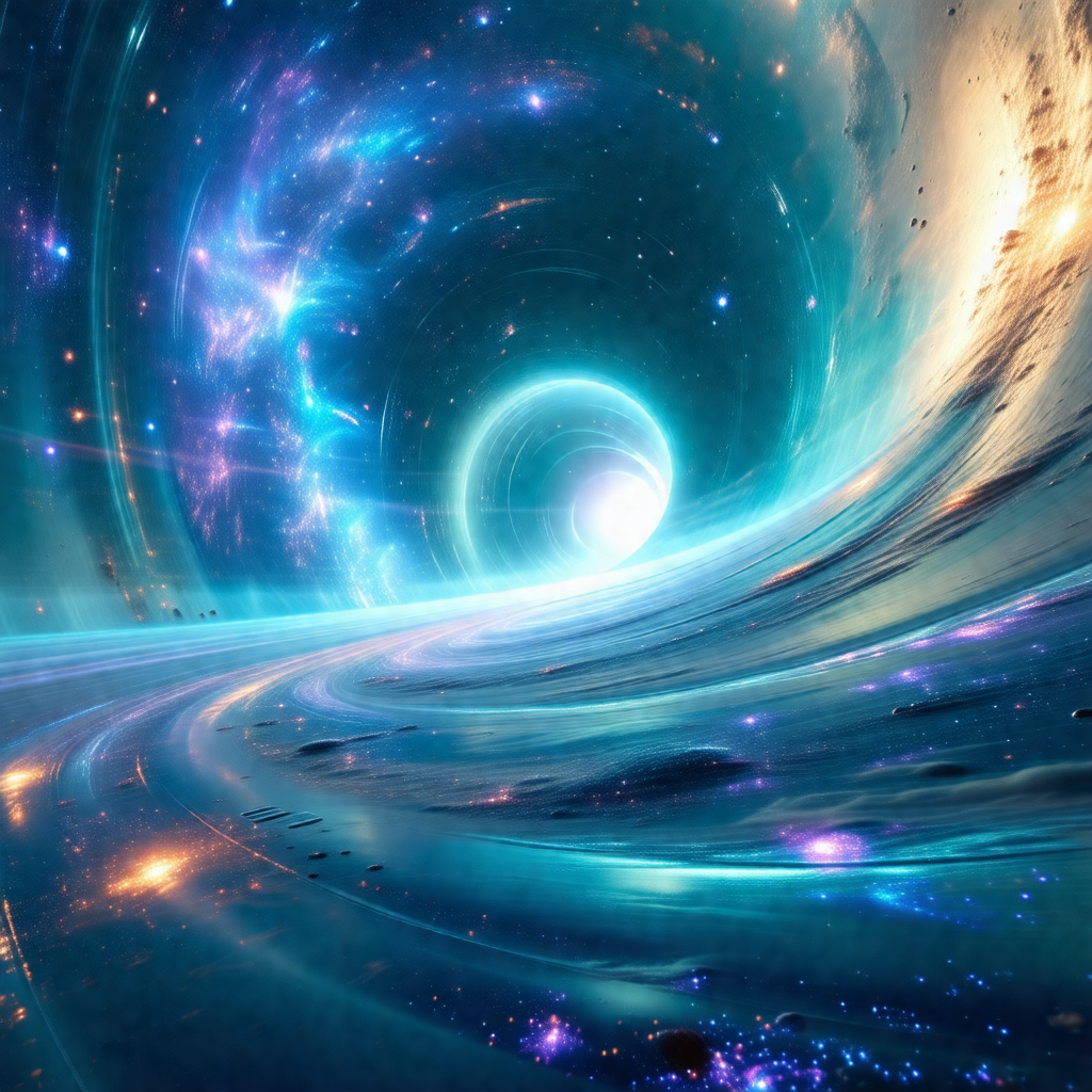 Digital painting of a spiral galaxy, featuring a swirling...