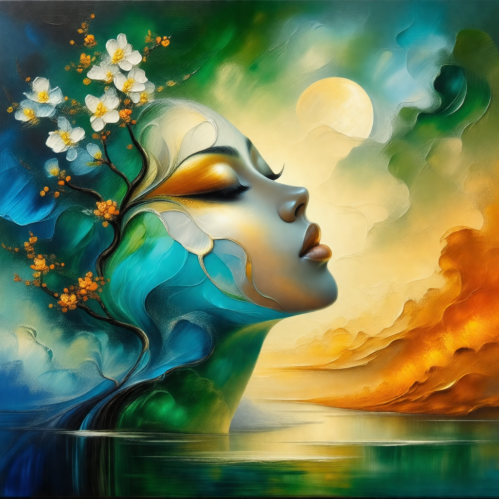 Woman with a flower in her hair, possibly a sunflower