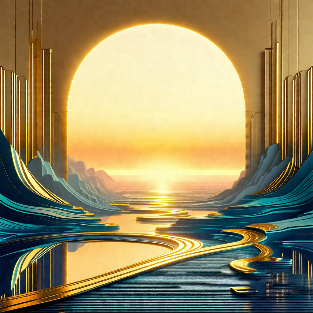 Painting of a sunset with a beautiful view of the ocean