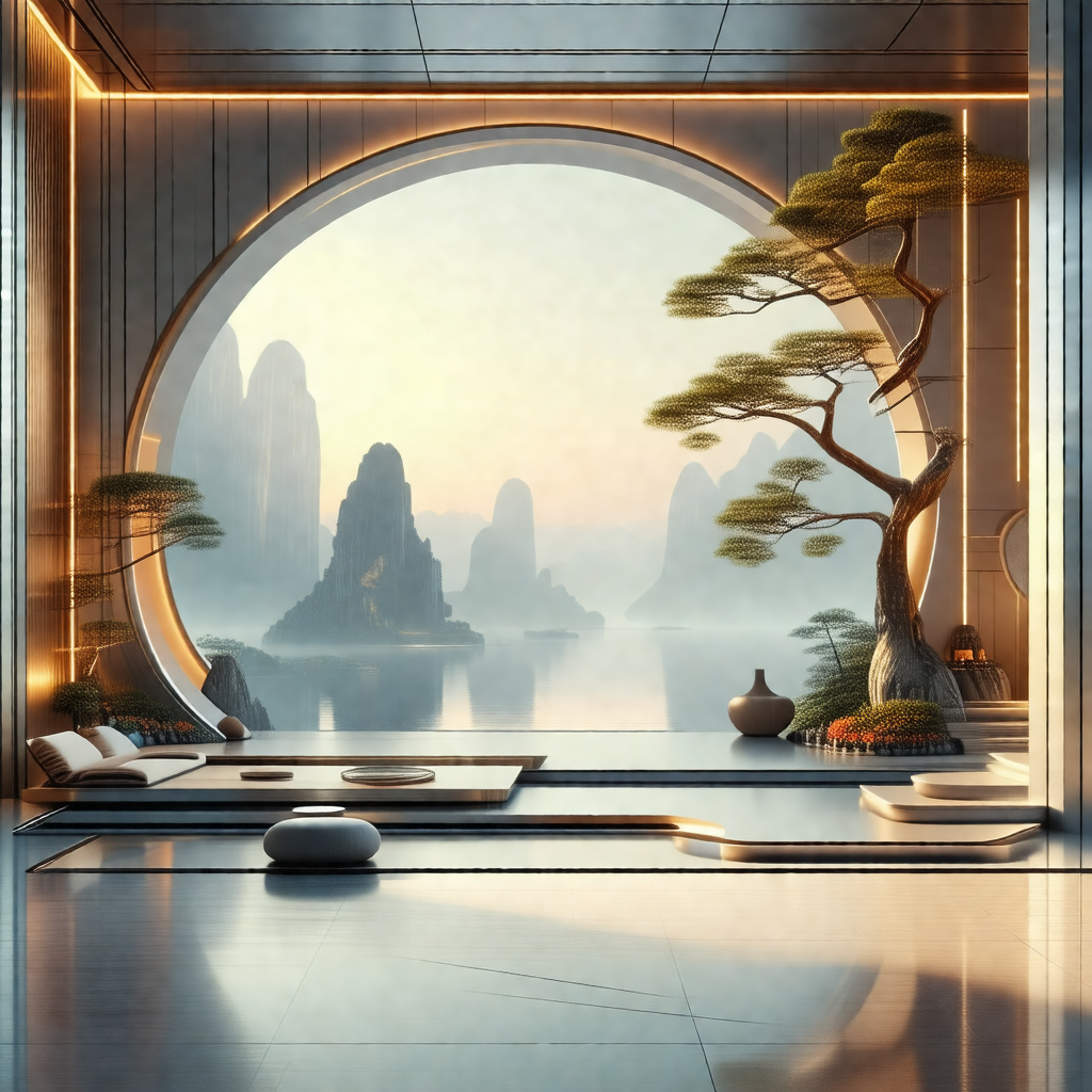 Large, open room with a large window that overlooks a bea...