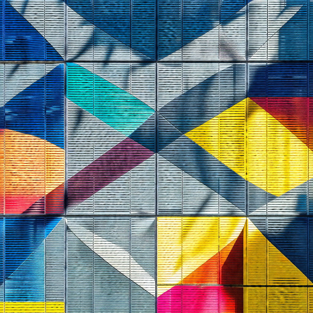 Large building with a colorful and intricate design on it...