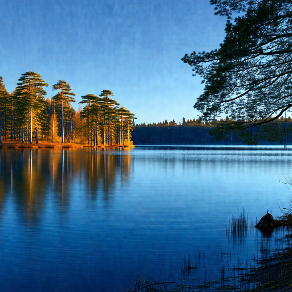 Serene lake surrounded by a forest of trees