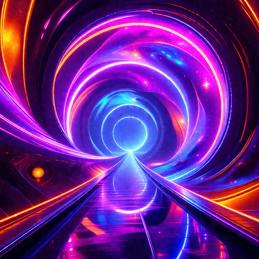 Colorful, abstract painting of a tunnel
