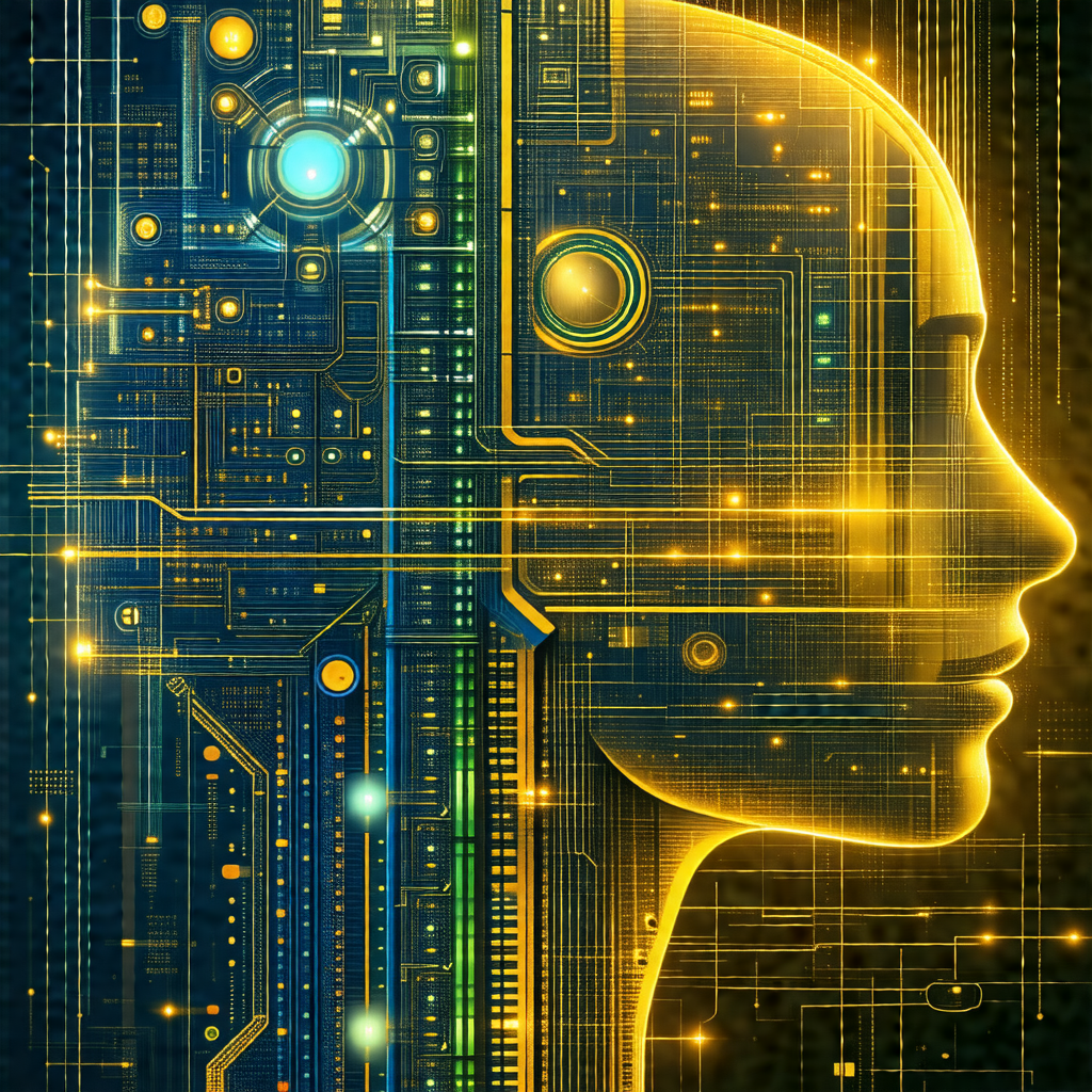 Close-up of a human head, with a bright yellow background