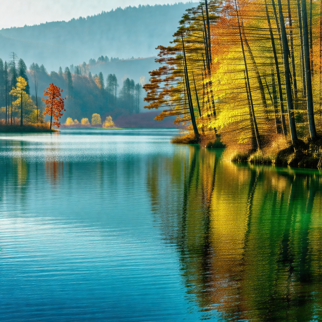Serene lake surrounded by trees