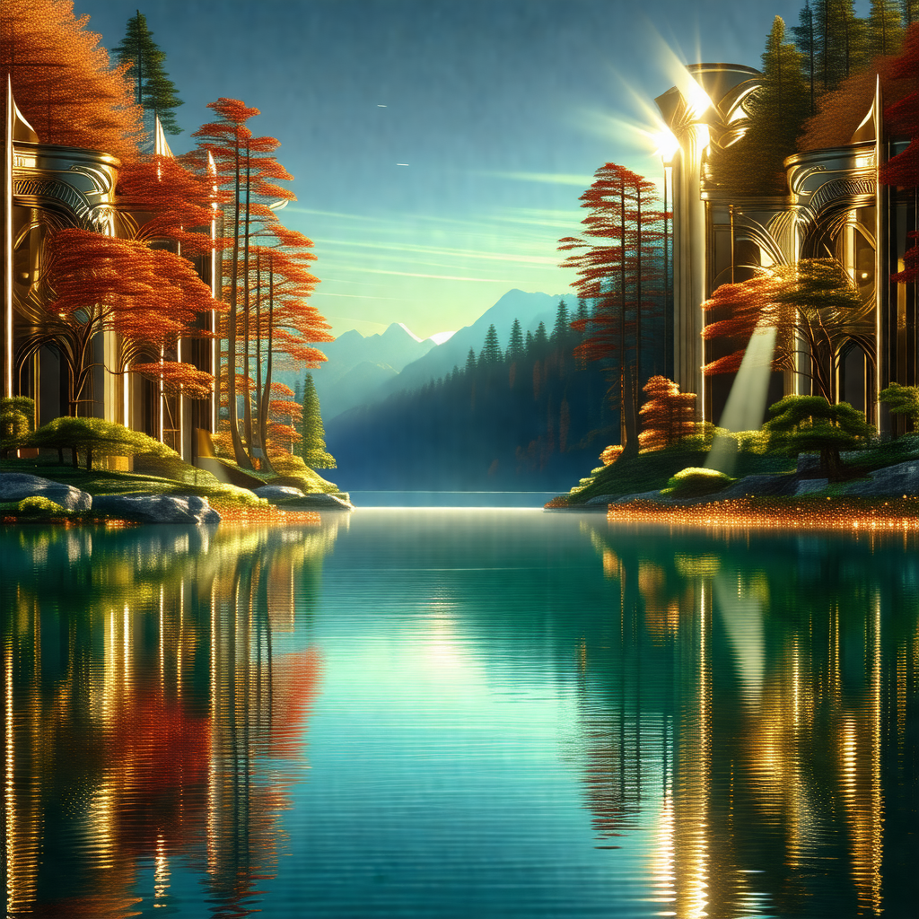 Serene scene of a lake surrounded by trees