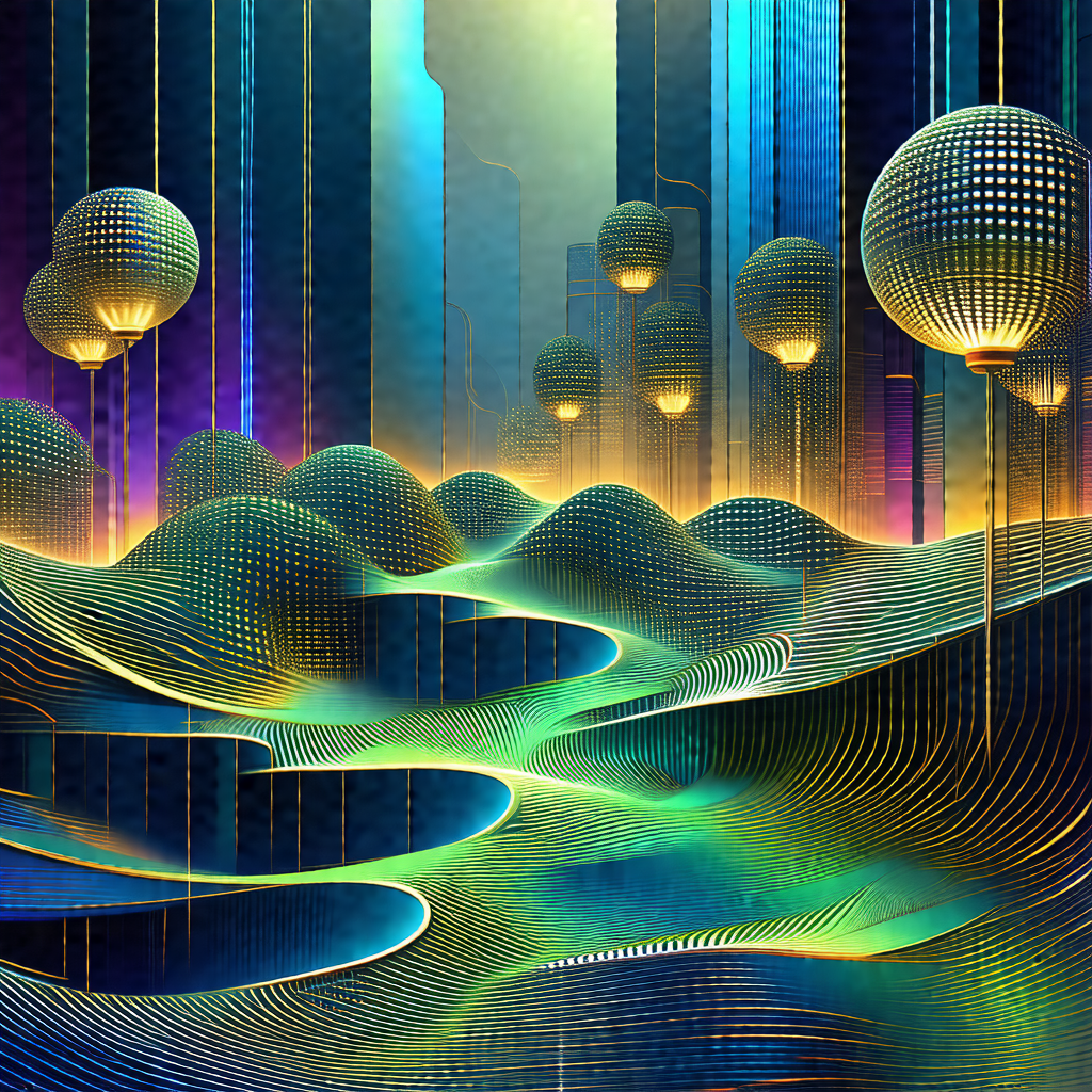 Colorful and vibrant digital painting featuring a citysca...