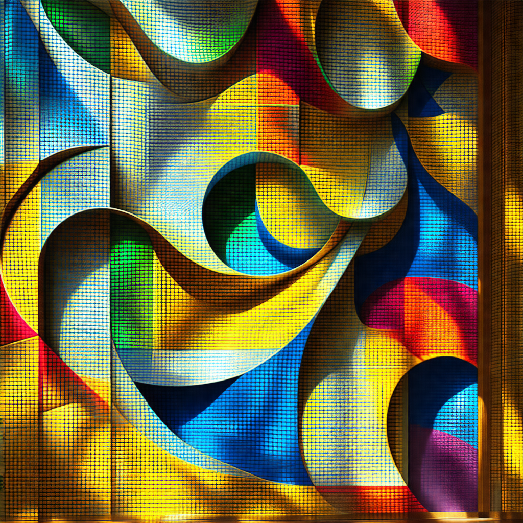 Colorful, abstract art piece made of various colored squares