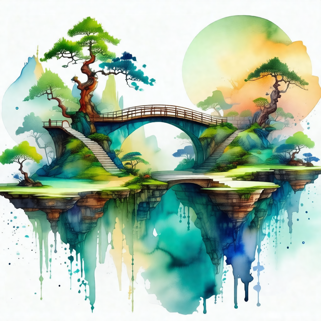 Beautiful waterfall with a bridge crossing over it