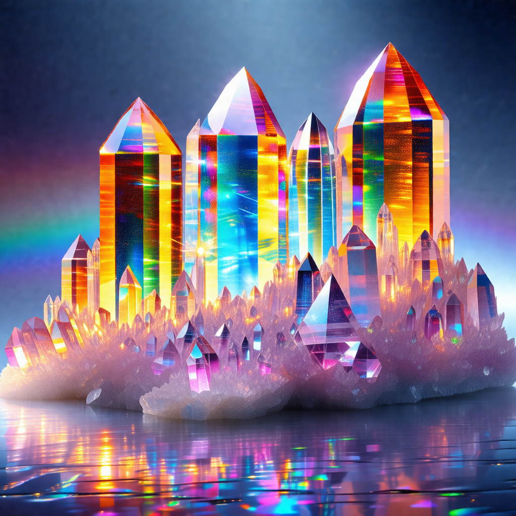Colorful crystal structure, possibly a geode or a crystal...