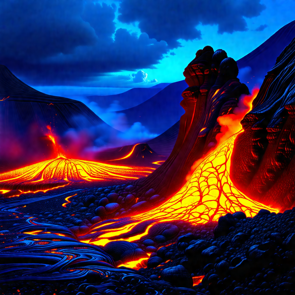 Beautiful landscape with a volcano in the foreground
