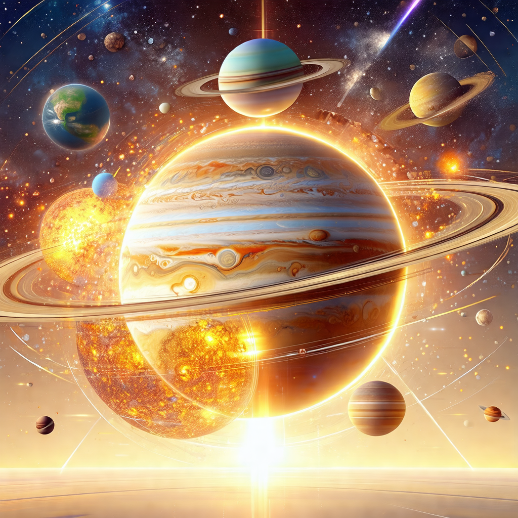 Colorful and detailed illustration of the solar system, f...