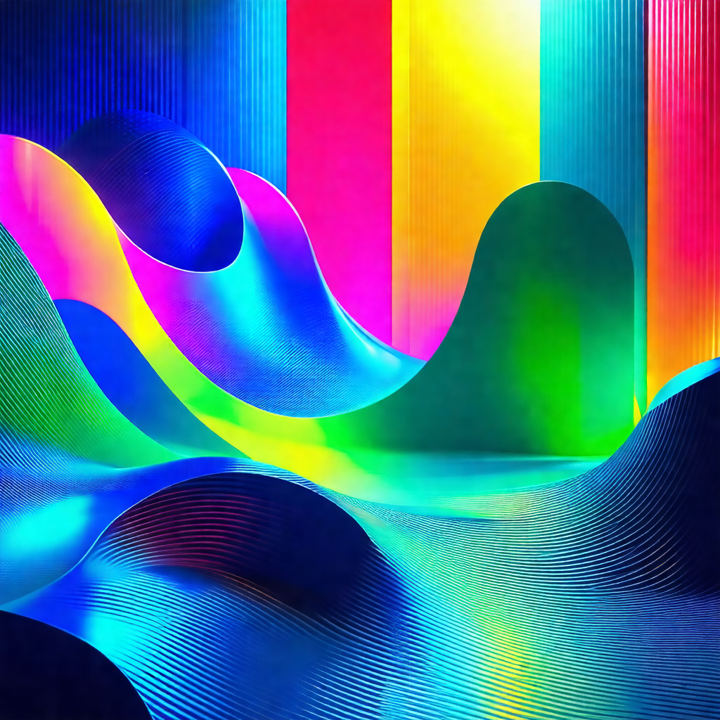 Colorful and abstract artwork, likely a painting or a scu...