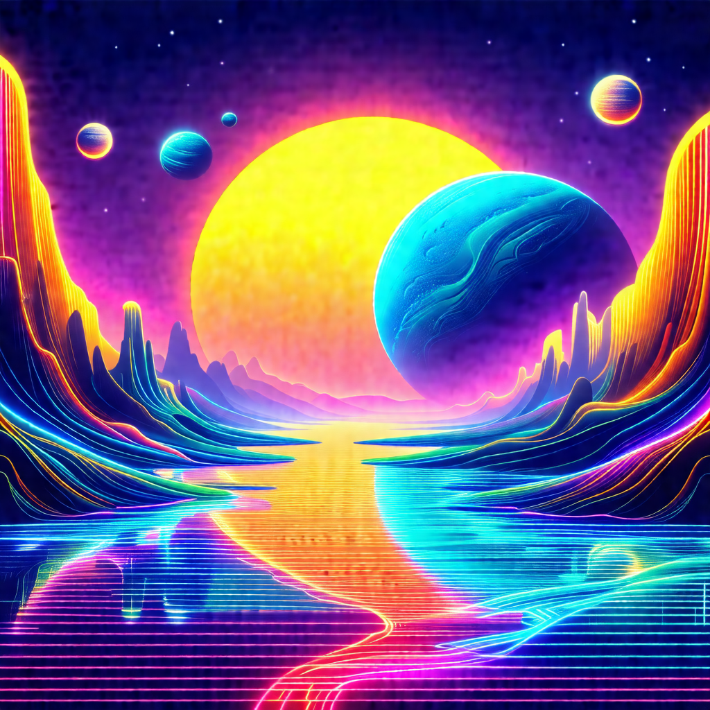 Colorful and vibrant painting of a space scene